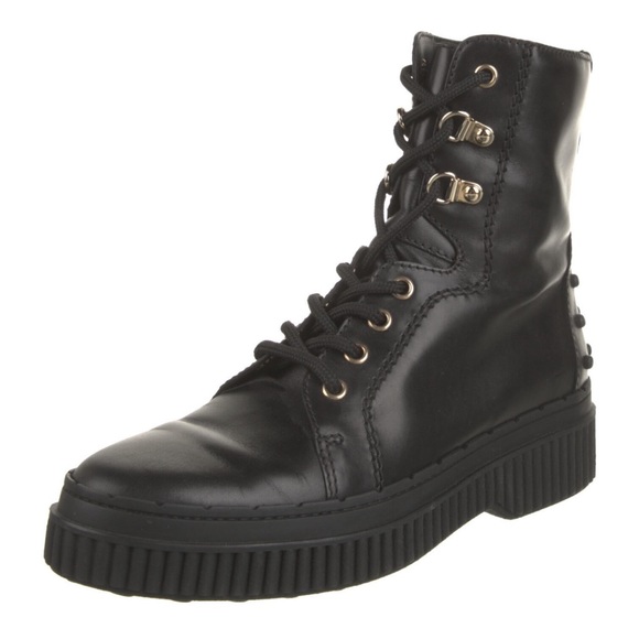 TOD'S black leather combat boots